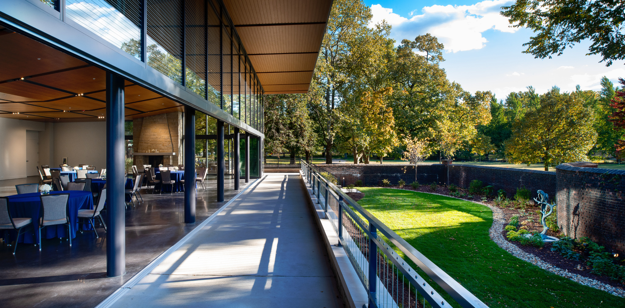 The Garden Room, Rose Garden, and Garden Room patio with doors open