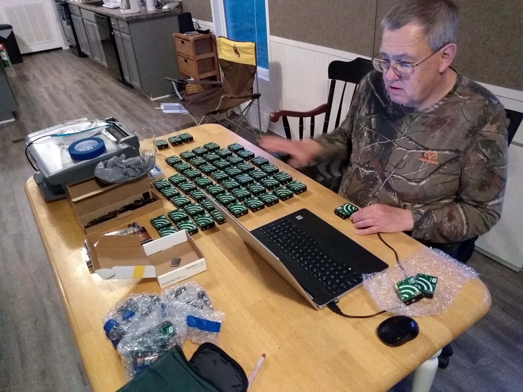 Erik Hendrickson analyzes sound files while seated in front of a computer