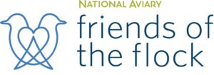 The National Aviary's Friends of the Flock, a young professionals group, logo. The logo features two birds facing away from each other, forming a heart in the middle. 