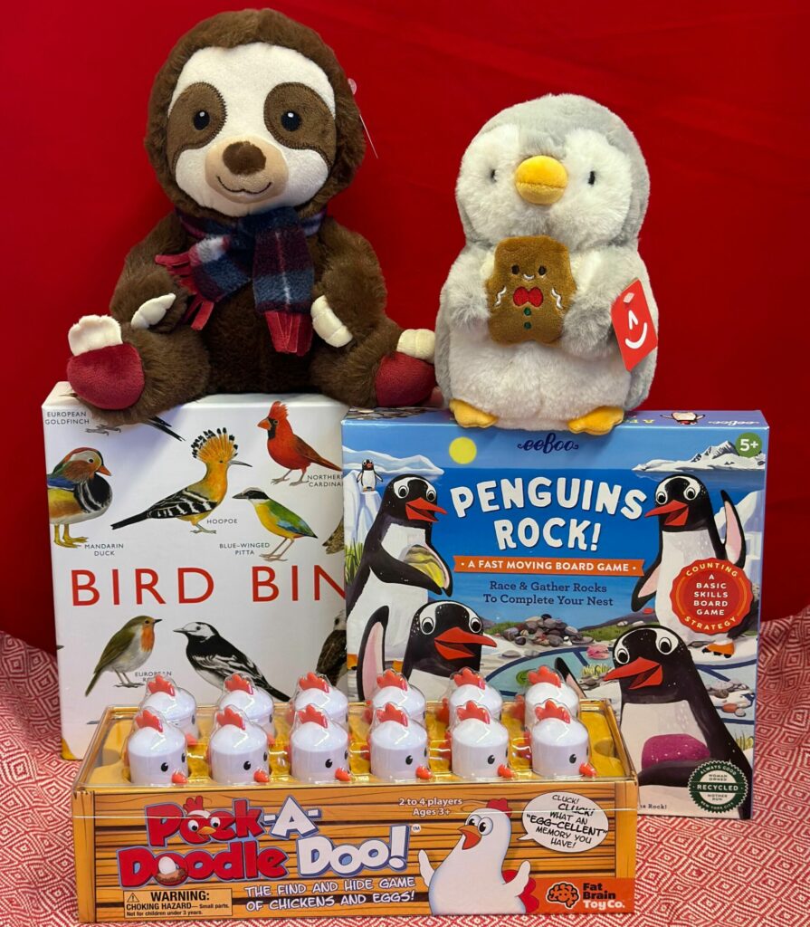 Holiday Gift Options at the National Aviary including plush toys, games, and books