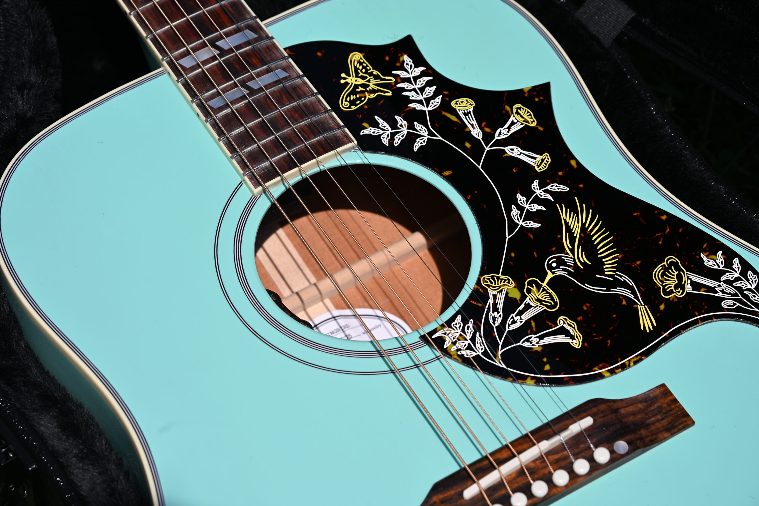 Close up of Gibson Hummingbird Guitar